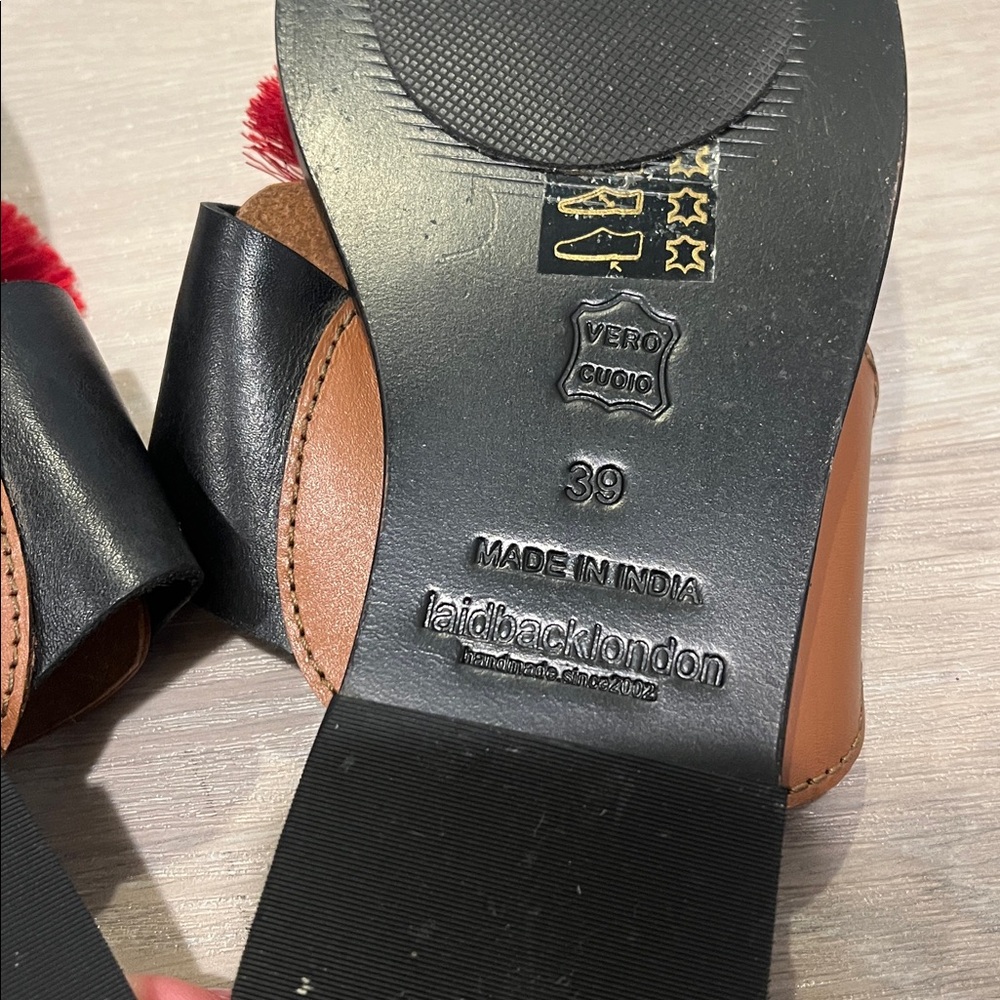 free people x laidback London leather red tassels maui slide sandals new 39 9 - Picture 8 of 11